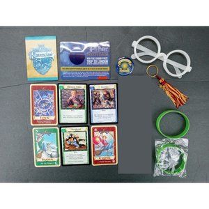 Vintage Harry Potter Lot Promo Glasses Keyring Bracelets Button Trading Cards